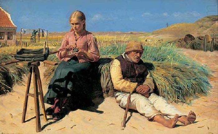 Michael Ancher Figures in landscape china oil painting image